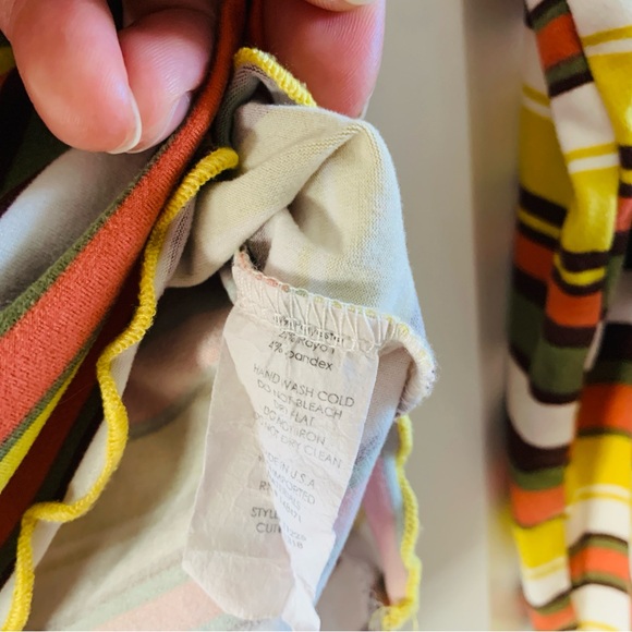 Forever 21 Retro Style Striped Mock Neck Long Sleeve Ruffle Trim Shirt | Medium - Picture 4 of 7